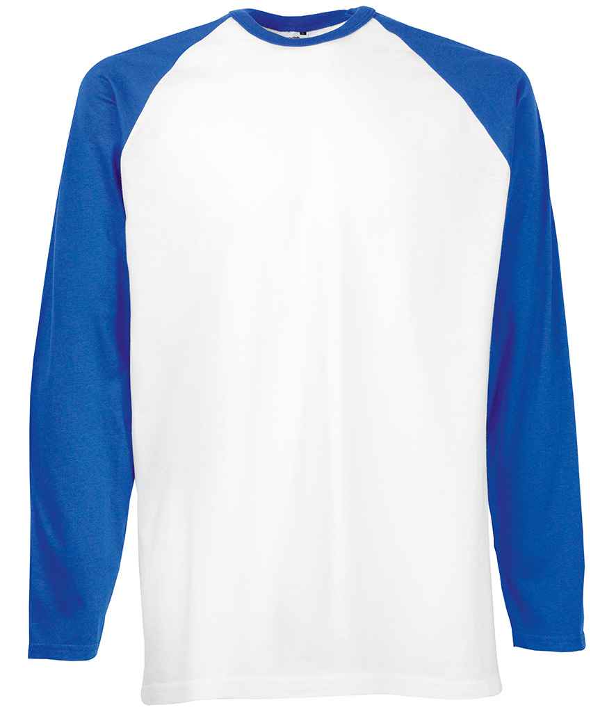 Fruit of the Loom Contrast Long Sleeve Baseball T-Shirt - Wh/Ry