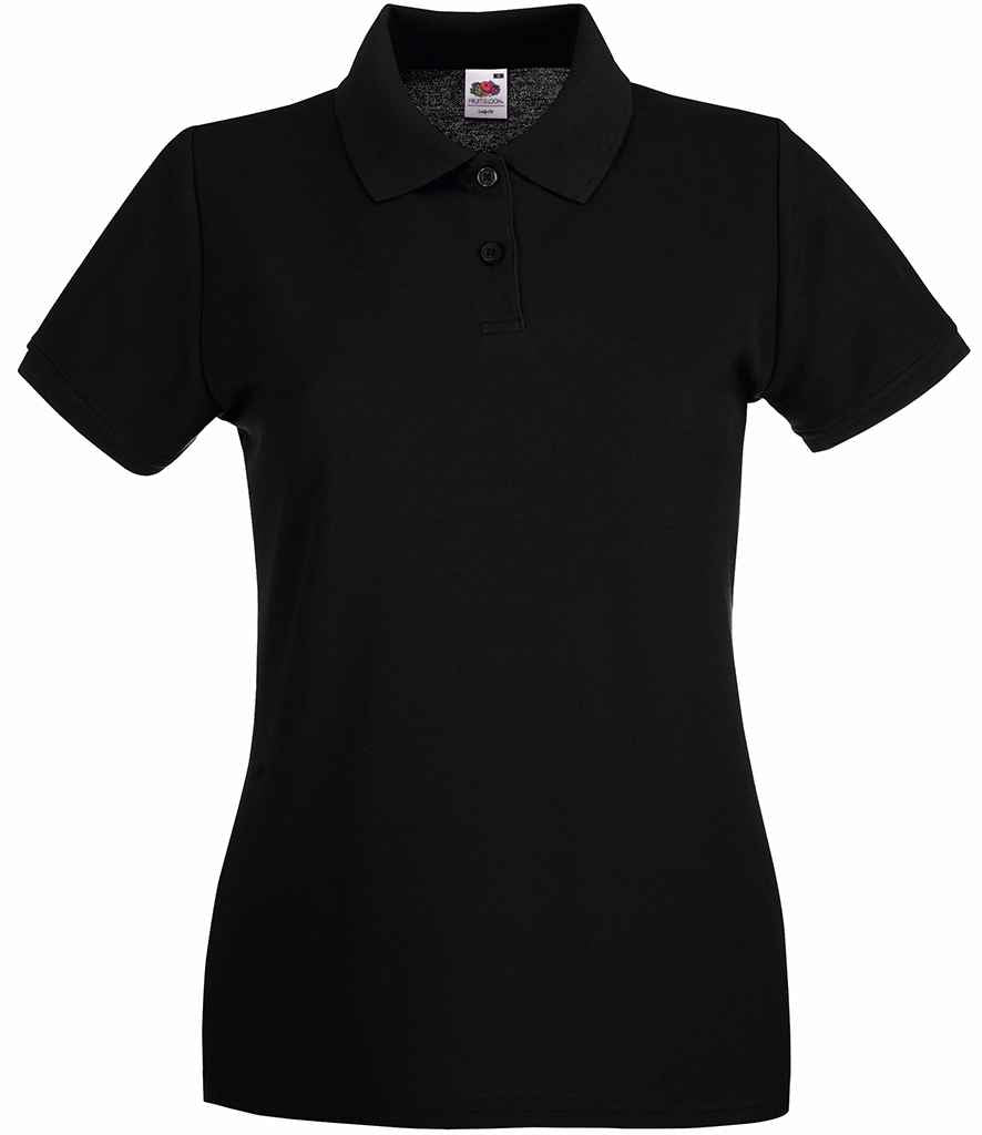 Fruit of the Loom Lady-Fit Premium Cotton Piqué Polo Shirt - Black