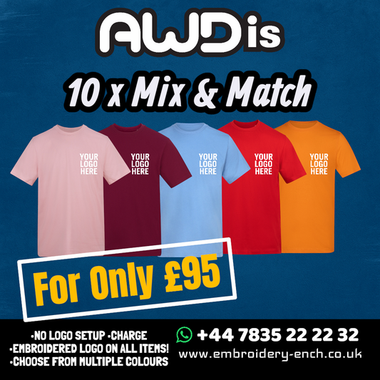 AWDis Unisex 180 T-Shirt — Bundle of 10