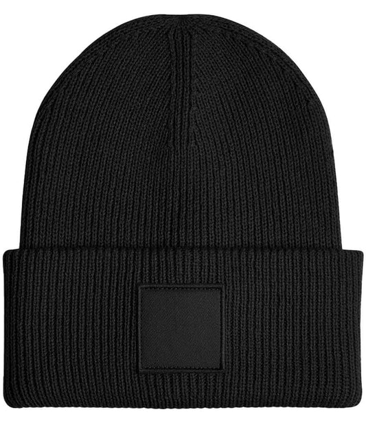 Beechfield Deep Cuff Tonal Patch Beanie - BLK