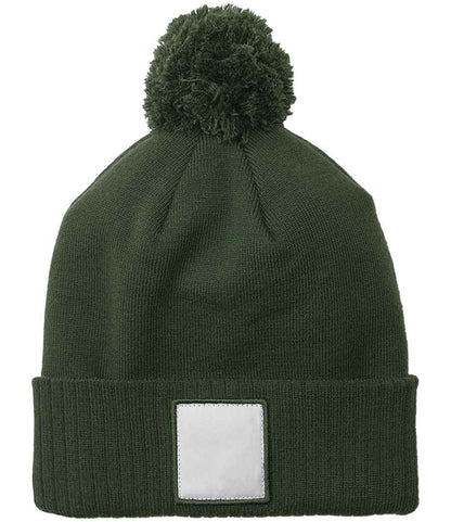 Beechfield Appliqué Patch Pom Beanie - OL/WH