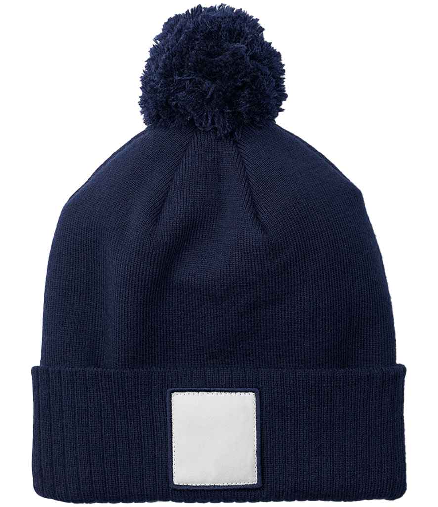 Beechfield Appliqué Patch Pom Beanie - OX/WH