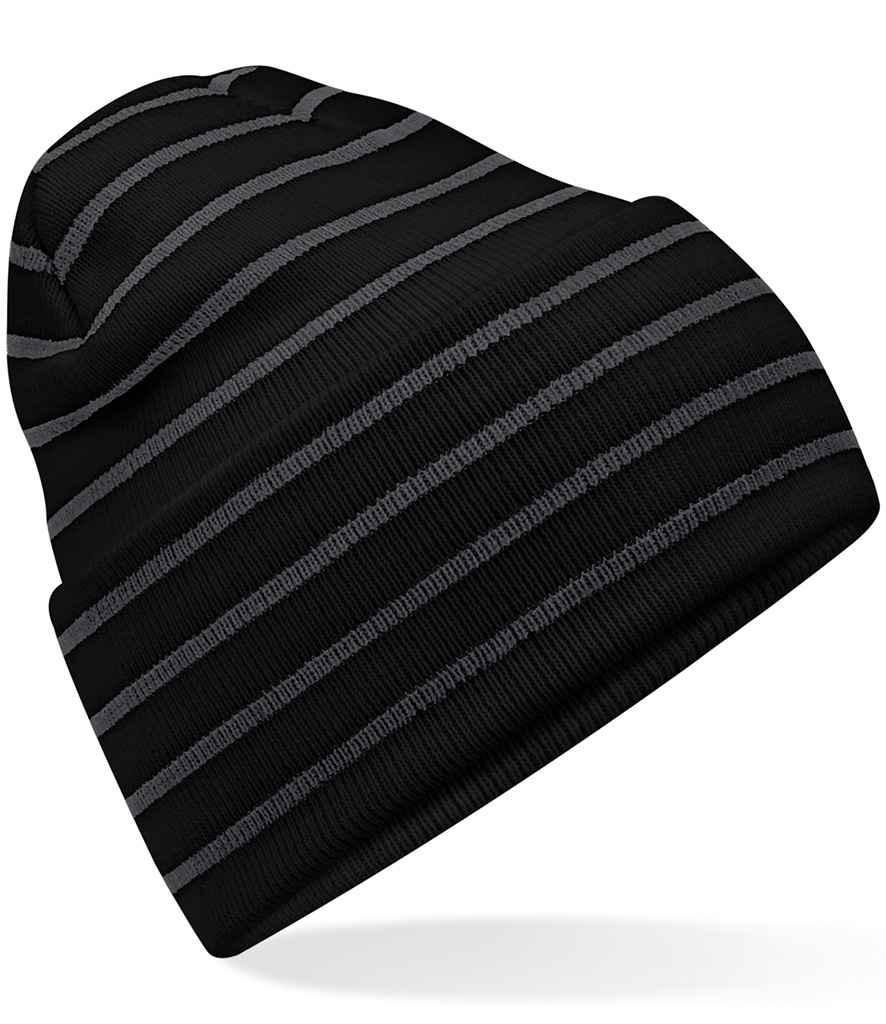 Beechfield Original Deep Cuffed Striped Beanie - BK/GP