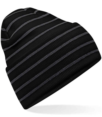 Beechfield Original Deep Cuffed Striped Beanie - BK/GP