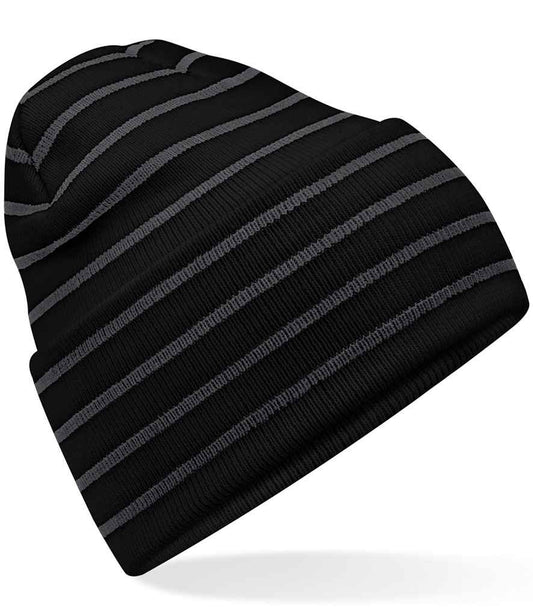 Beechfield Original Deep Cuffed Striped Beanie - BK/GP