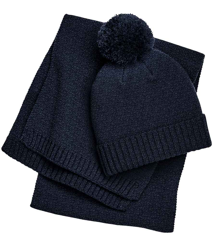 Beechfield Knitted Scarf and Beanie Gift Set - NVFL