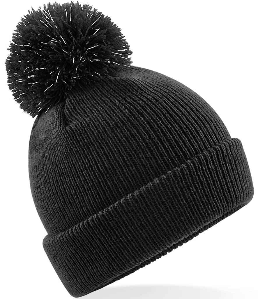 Beechfield Kids Reflective Bobble Beanie - BLK