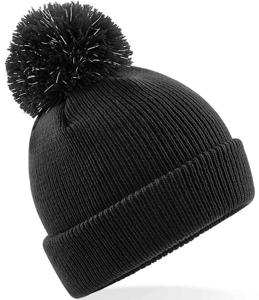 Beechfield Kids Reflective Bobble Beanie - BLK