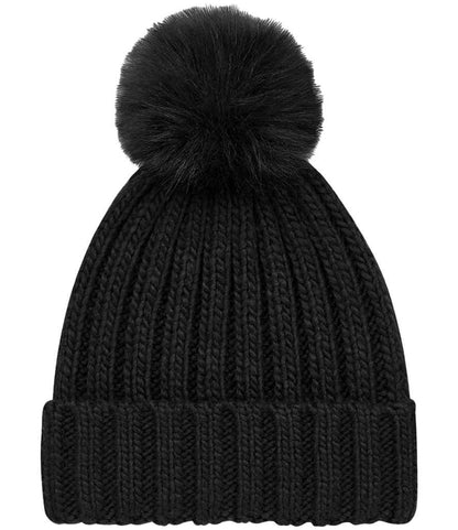 Beechfield Verbier Fur Pop Pom Beanie - BLK