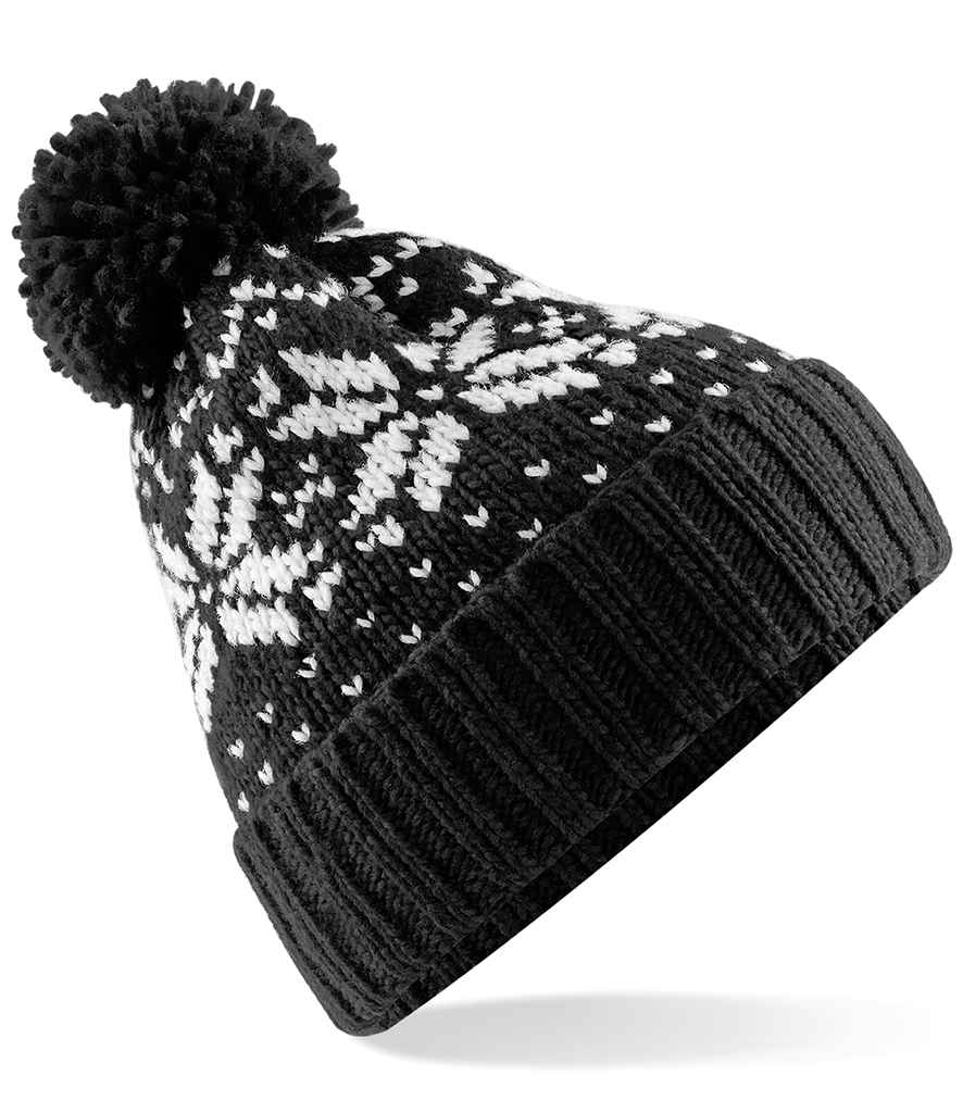 Beechfield Fair Isle Snowstar® Beanie - BK/WH