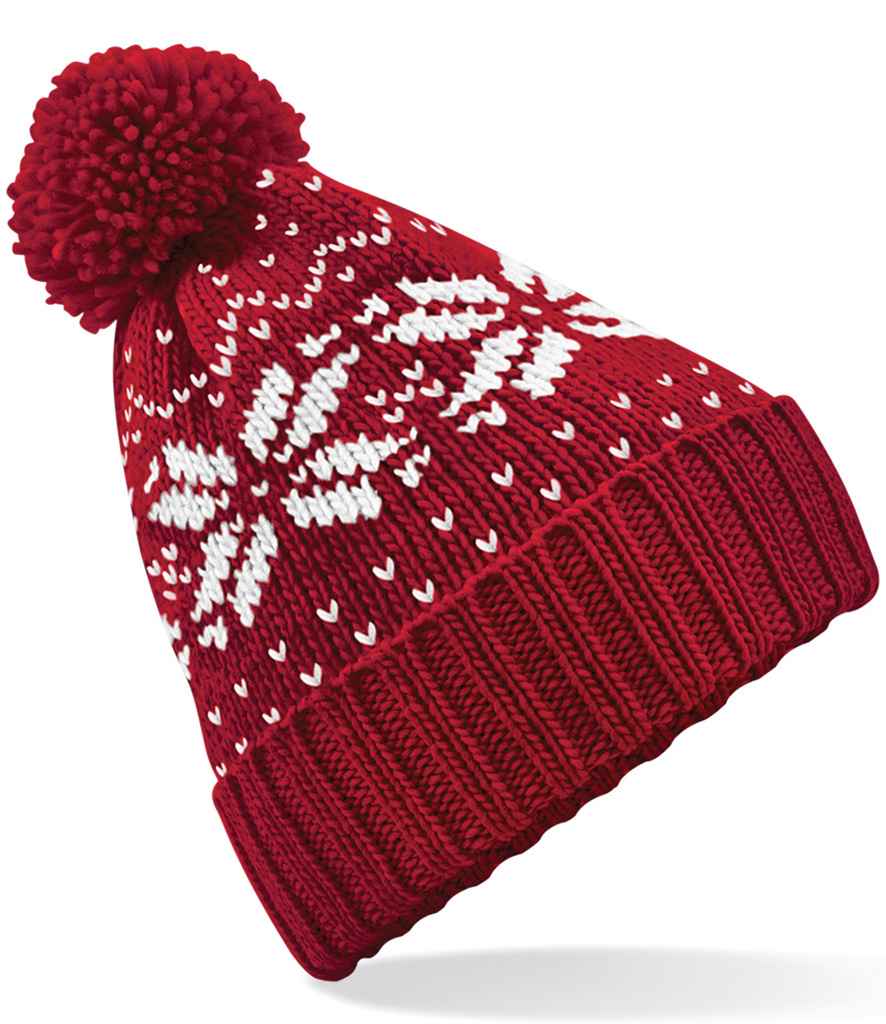 Beechfield Fair Isle Snowstar® Beanie - CS/WH