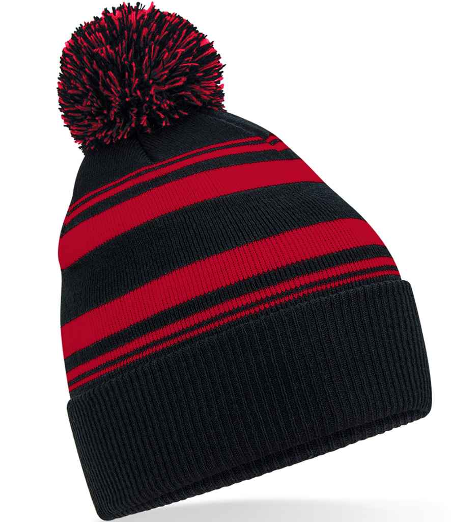 Beechfield Striped Fan Beanie - BK/CS