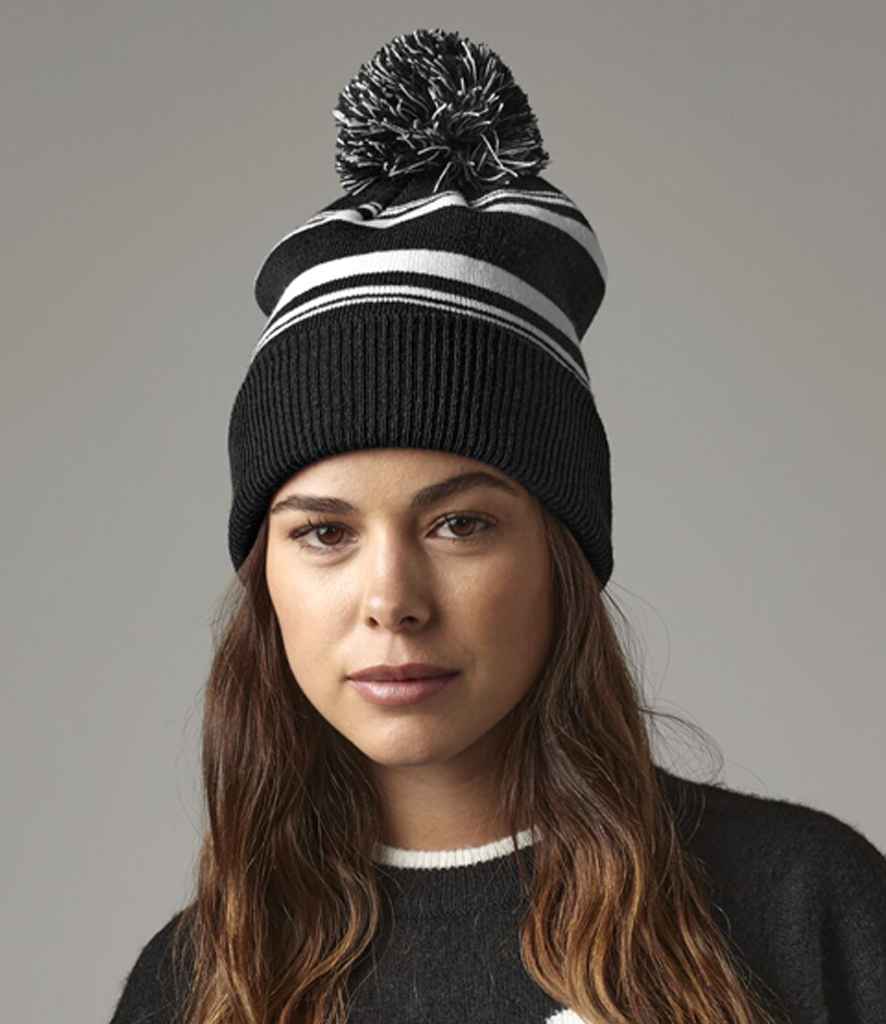 Beechfield Striped Fan Beanie - BK/WH