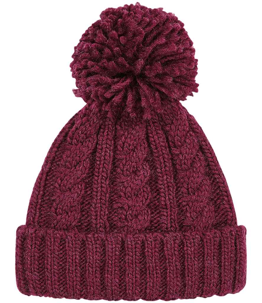 Beechfield Cable Knit Melange Beanie - BUR