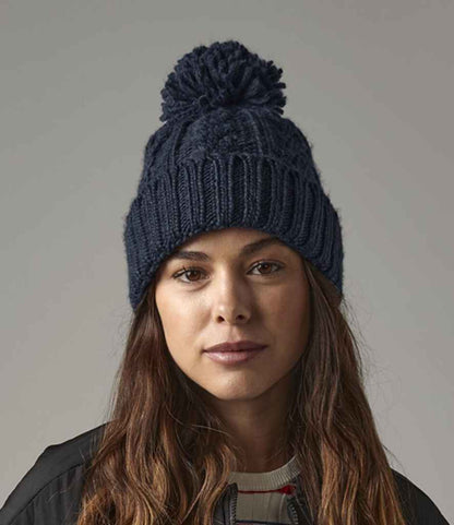 Beechfield Cable Knit Melange Beanie - NAV