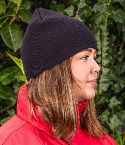 Result Cotton Knitted Beanie - BLK