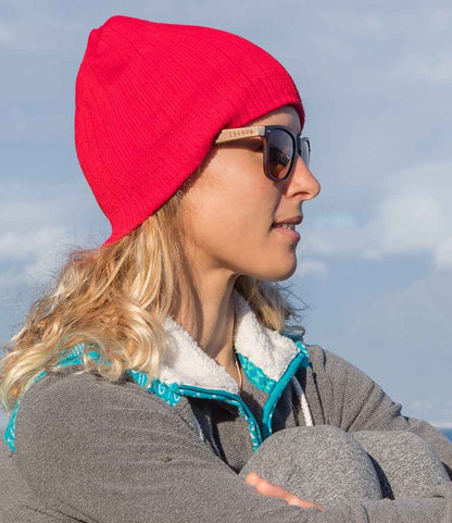 Result Cotton Knitted Beanie - RED