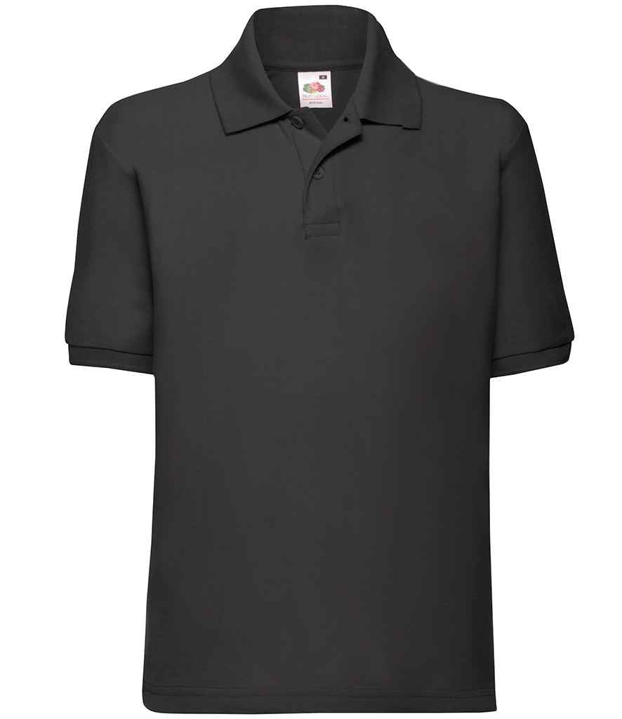Fruit of the Loom Kids Poly/Cotton Piqué Polo Shirt - Black