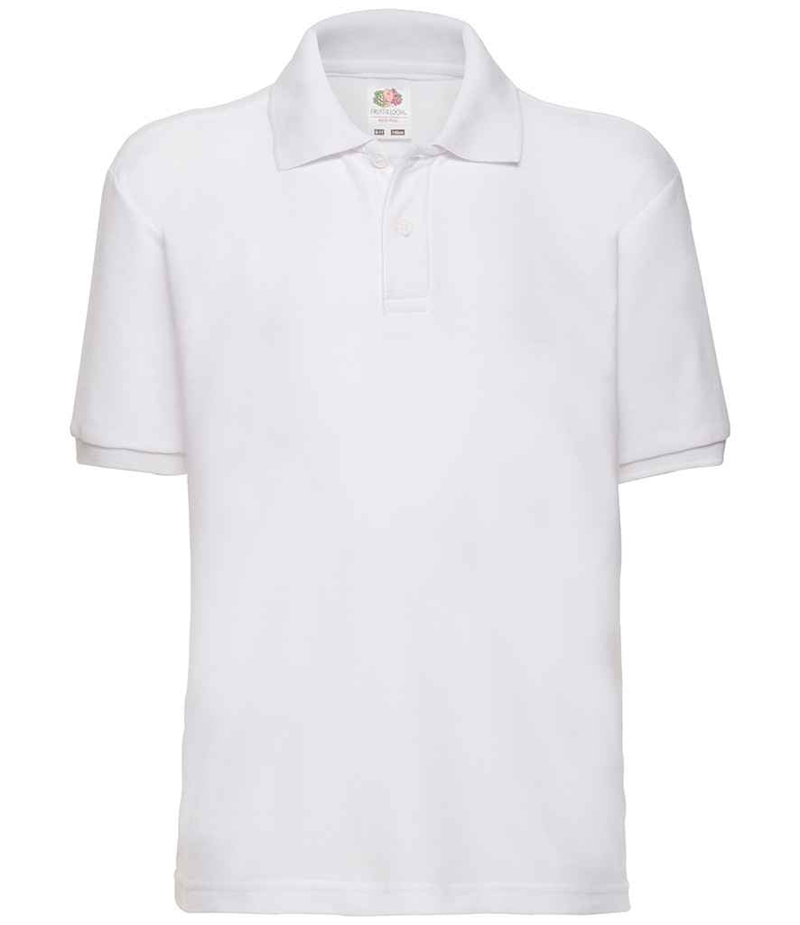 Fruit of the Loom Kids Poly/Cotton Piqué Polo Shirt - Whi