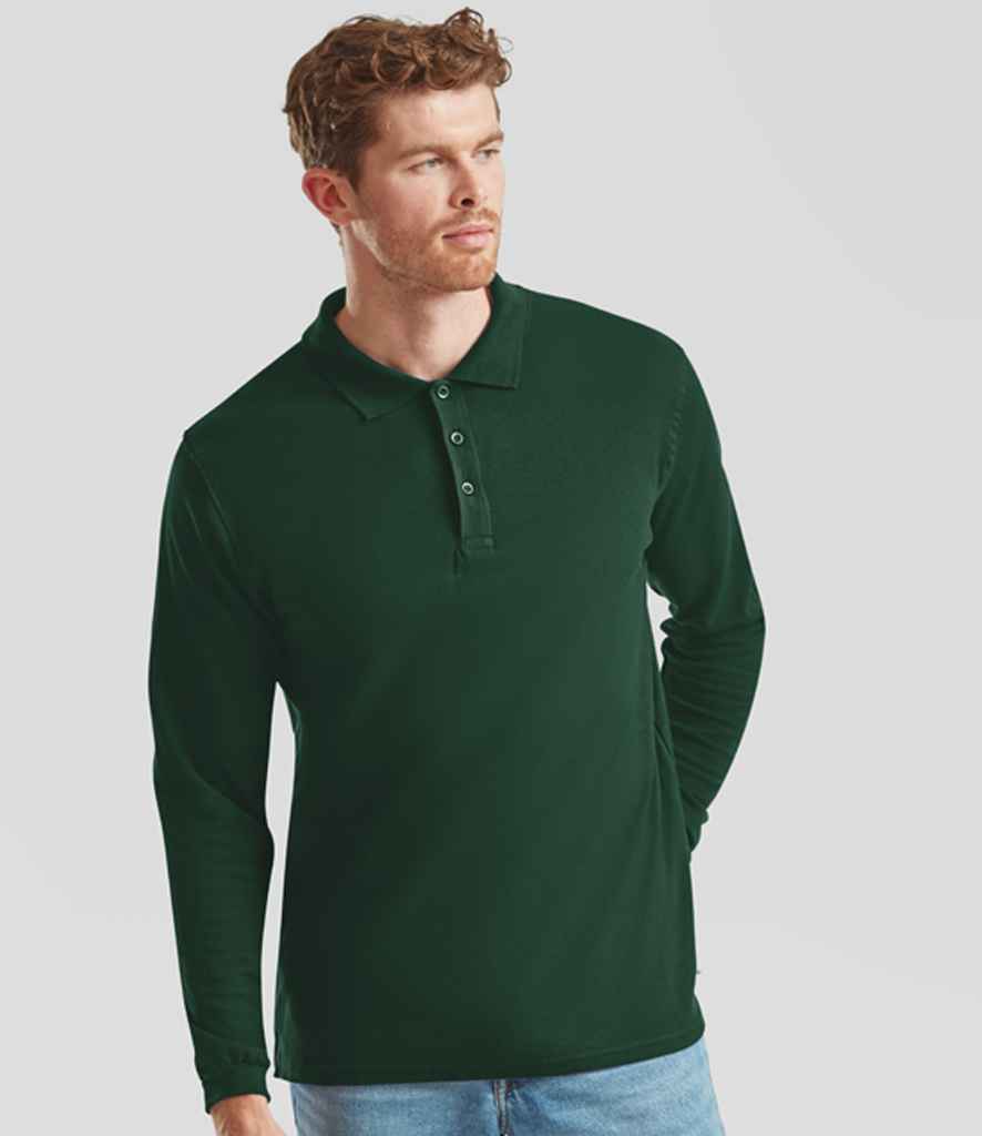 Fruit of the Loom Premium Long Sleeve Cotton Piqué Polo Shirt - For