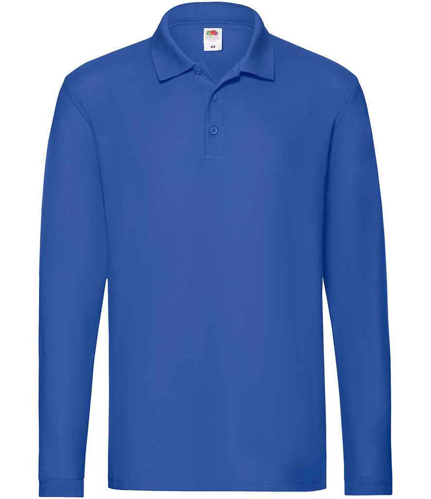 Fruit of the Loom Premium Long Sleeve Cotton Piqué Polo Shirt - Royal