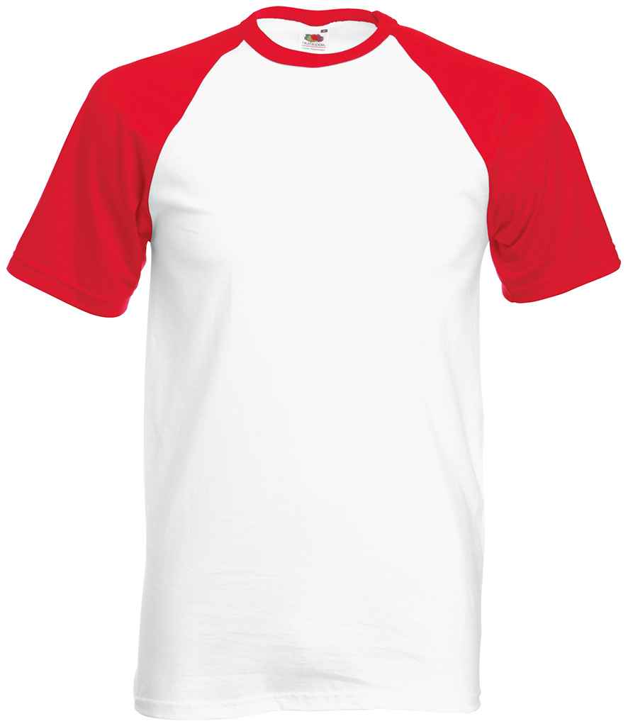 Fruit of the Loom Contrast Baseball T-Shirt - Wh/Rd