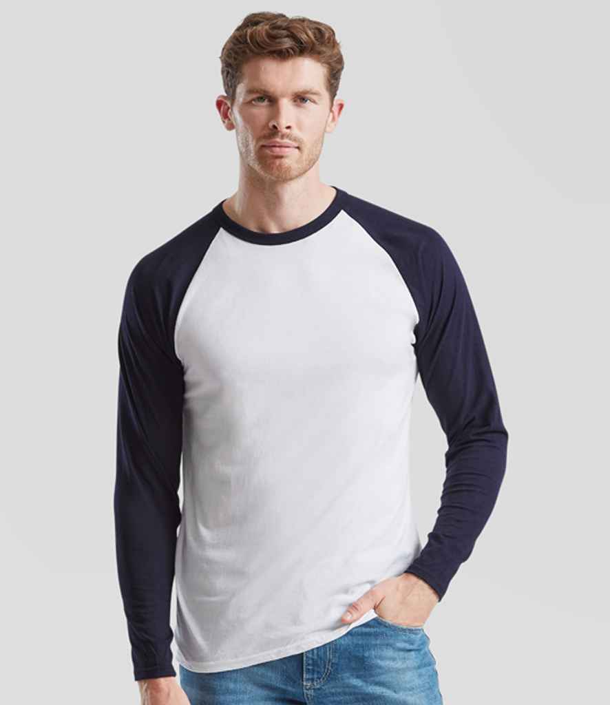 Fruit of the Loom Contrast Long Sleeve Baseball T-Shirt - W/Dna