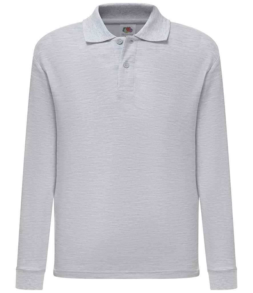 Fruit of the Loom Kids Long Sleeve Poly/Cotton Piqué Polo Shirt - Hea