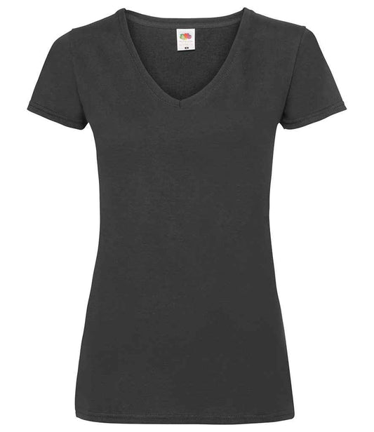 Fruit of the Loom Lady Fit Value V Neck T-Shirt - Black