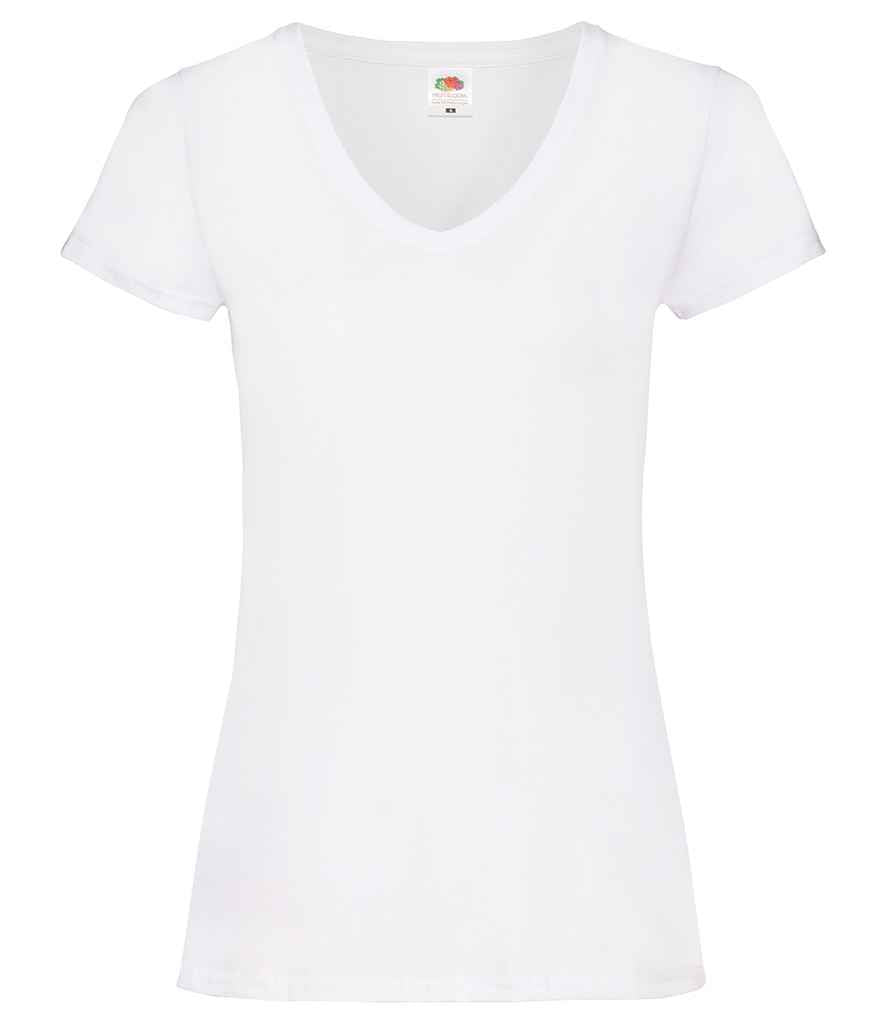 Fruit of the Loom Lady Fit Value V Neck T-Shirt - Whi