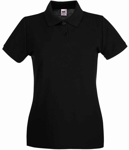 Fruit of the Loom Lady-Fit Premium Cotton Piqué Polo Shirt - Black