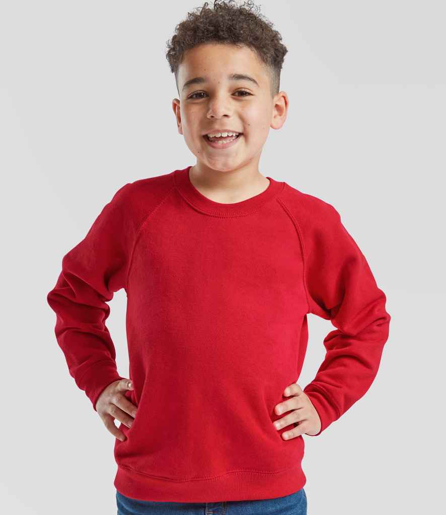 Fruit of the Loom Kids Classic Raglan Sweatshirt - Red