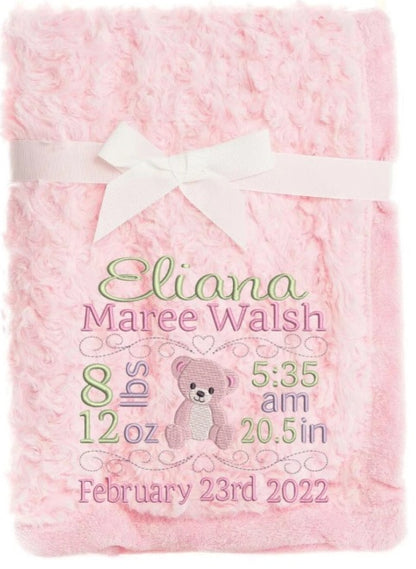 PERSONALISED BABY BLANKET EMBROIDERED SOFT BUBBLE BABY BOY GIRL GIFT NEW BORN