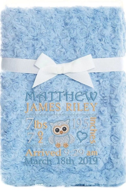 PERSONALISED BABY BLANKET EMBROIDERED SOFT BUBBLE BABY BOY GIRL GIFT NEW BORN