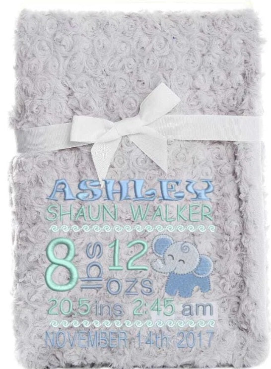 PERSONALISED BABY BLANKET EMBROIDERED SOFT BUBBLE BABY BOY GIRL GIFT NEW BORN